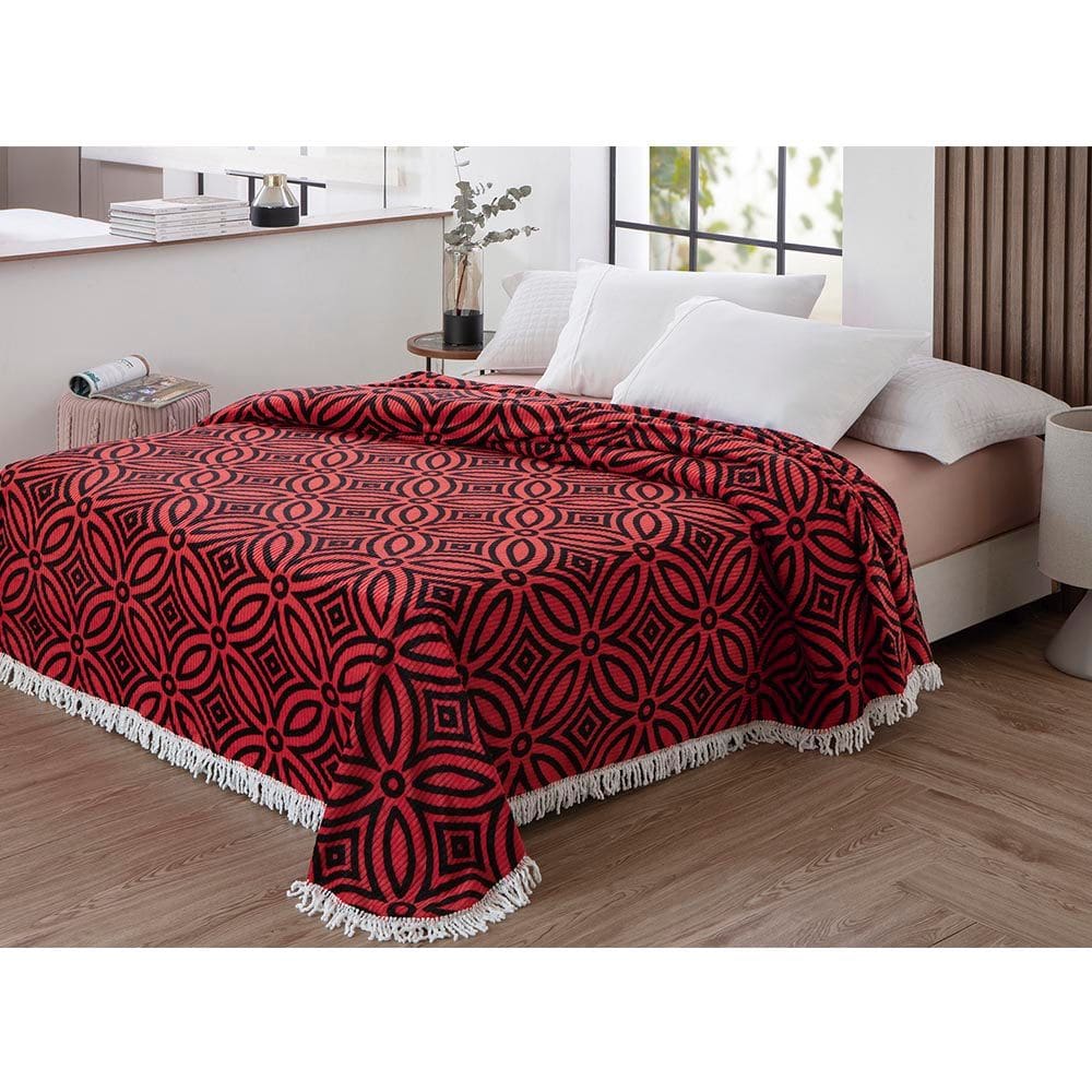 Colcha Chenille Canelada Isadora 220x240cm Vermelho Jolitex
