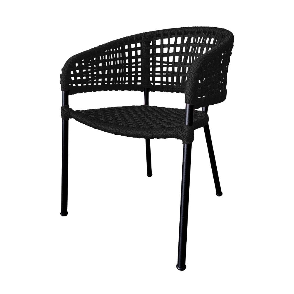 Cadeira Sol Corda Náutica Base em Alumínio Preto/preto