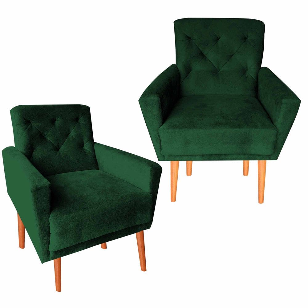 Kit Duas Poltronas Decotariva Sala De Estar Escritorio Camila Verde