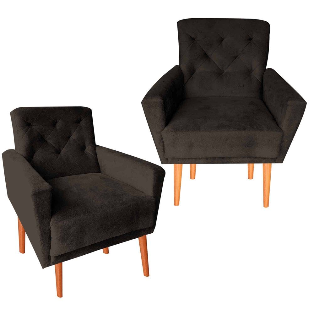 Kit Duas Poltronas Decotariva Sala De Estar Escritorio Camila Marrom