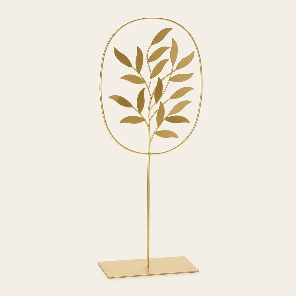 Escultura Decorativa Folhas em Metal Dourado 40cm 15222 Mart