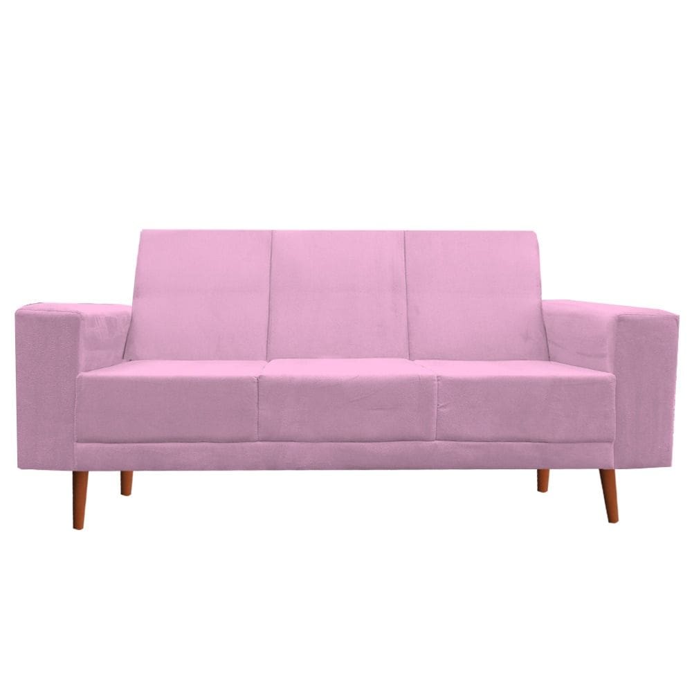 Namoradeira Sofá 3 Lugares Arezzo Suede Rosa