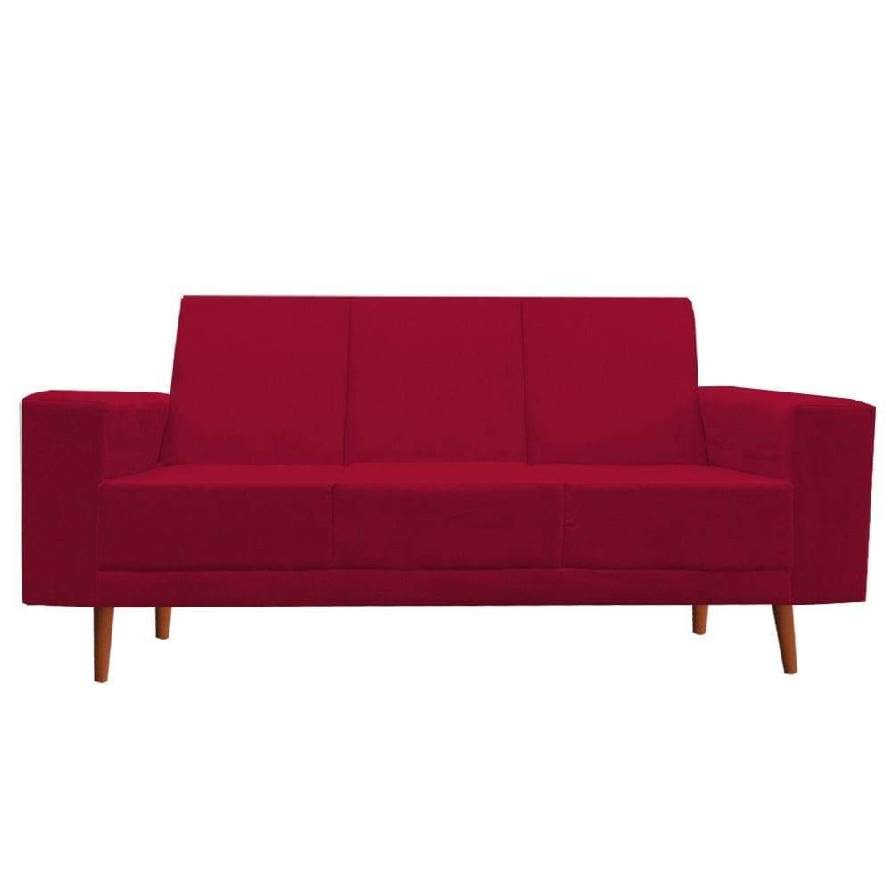 Namoradeira Sofá 3 Lugares Arezzo Suede Vermelho