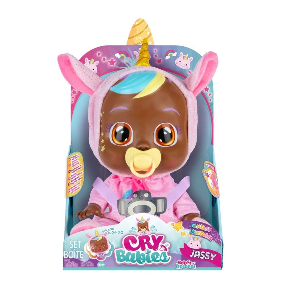 Boneca Cry Babies Fantasy Jassy Unicórnio com Chupeta Lágrimas Multikids BR2117