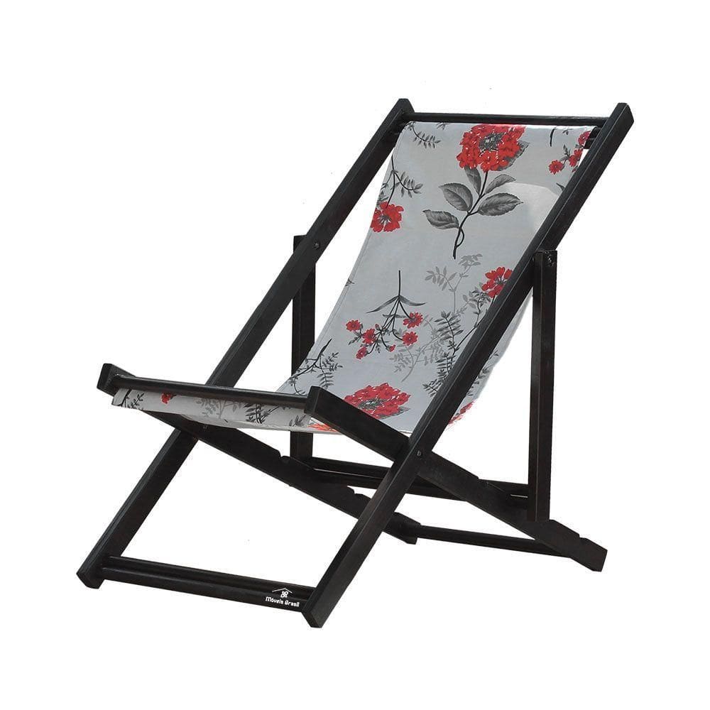Espreguiçadeira Preguiçosa Dobrável Black Sb-cinza Floral