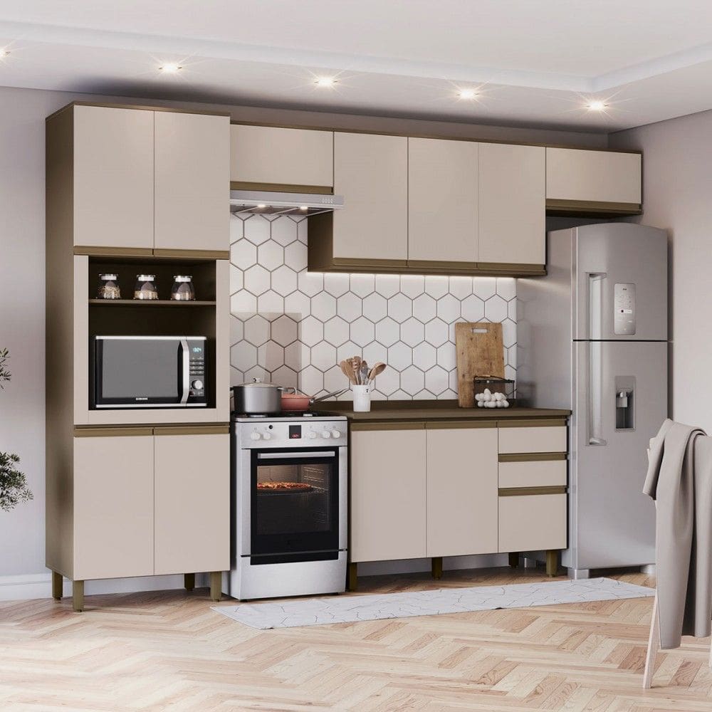 Cozinha Completa Connect 12 Portas 2 Gavetas 100% Mdf Duna/Cristal - Henn