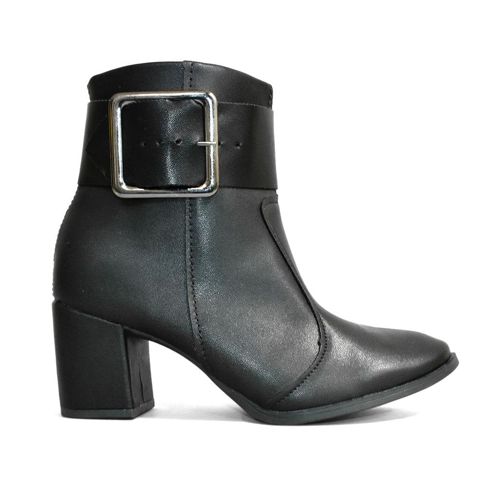 Bota Godiva Bico Fino Fivela Feminina Preta