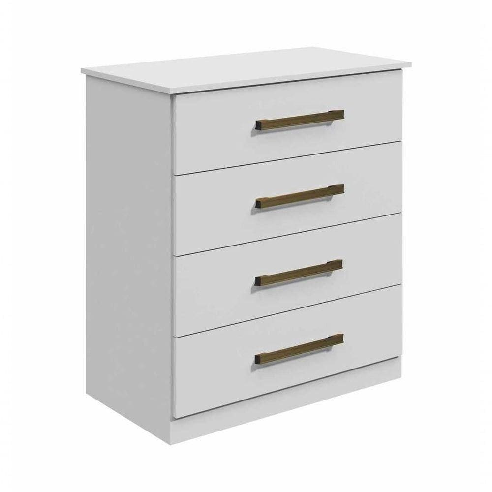 Cômoda 4 Gavetas Rubi Bronze Leifer Móveis Branco
