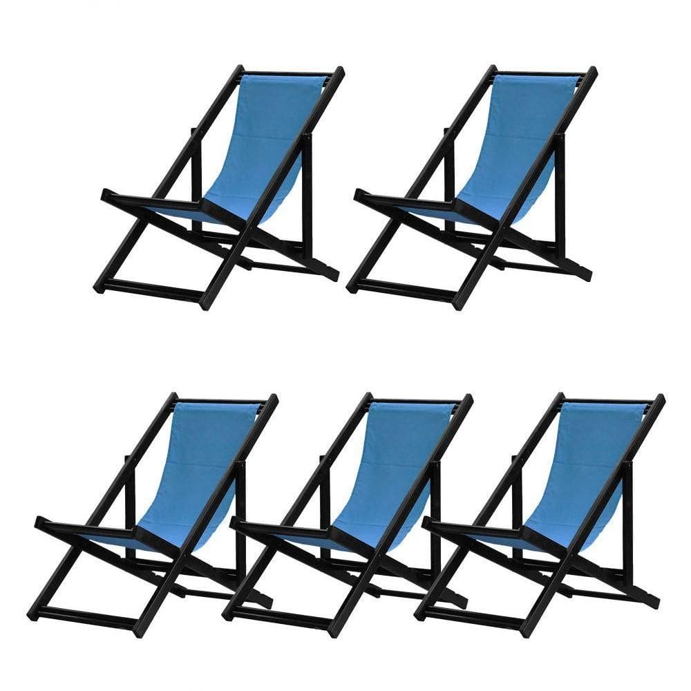 Kit 5 Espreguiçadeiras Dobrável Black Sb-azul