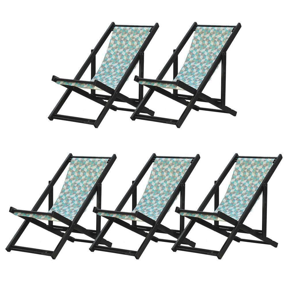 Kit 5 Espreguiçadeiras Dobrável Black Sb-triang Azul