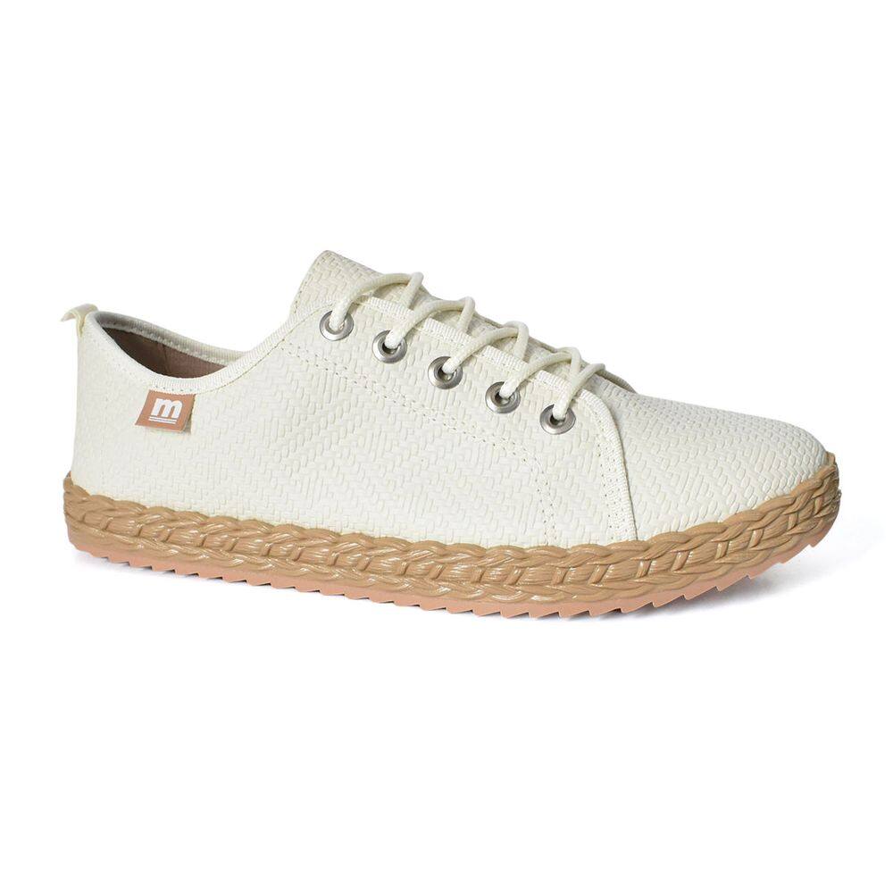 Tênis Moleca Casual Feminino Solado Trançado Branco Off