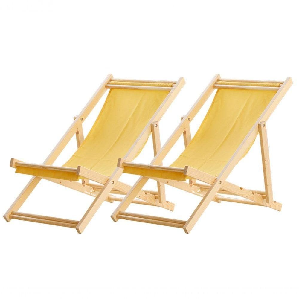 Kit 2 Cadeira Espreguiçadeira Dobrável S-b-amarelo