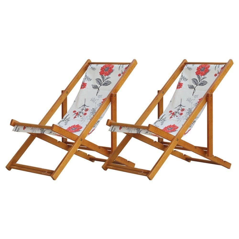 Kit 2 Espreguiçadeira Preguiçosa Dobrável Mel Sb-cinza Floral