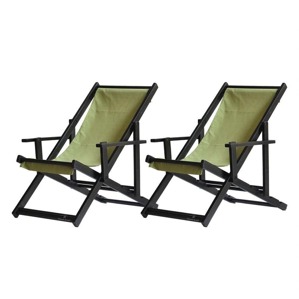 Kit 2 Espreguiçadeiras Dobrável Black Cb-verde