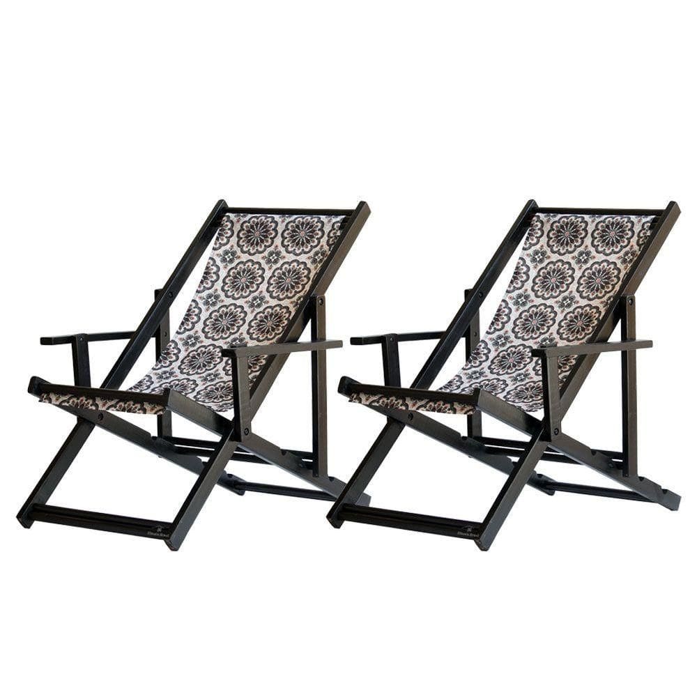 Kit 2 Espreguiçadeiras Dobrável Black Cb-mandala