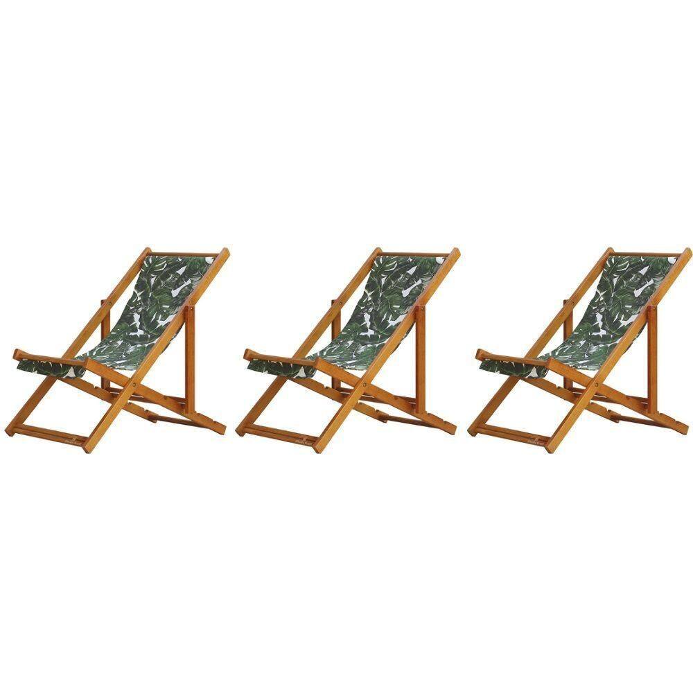 Kit 3 Espreguiçadeira Preguiçosa Dobrável Mel Sb-folhas Verdes