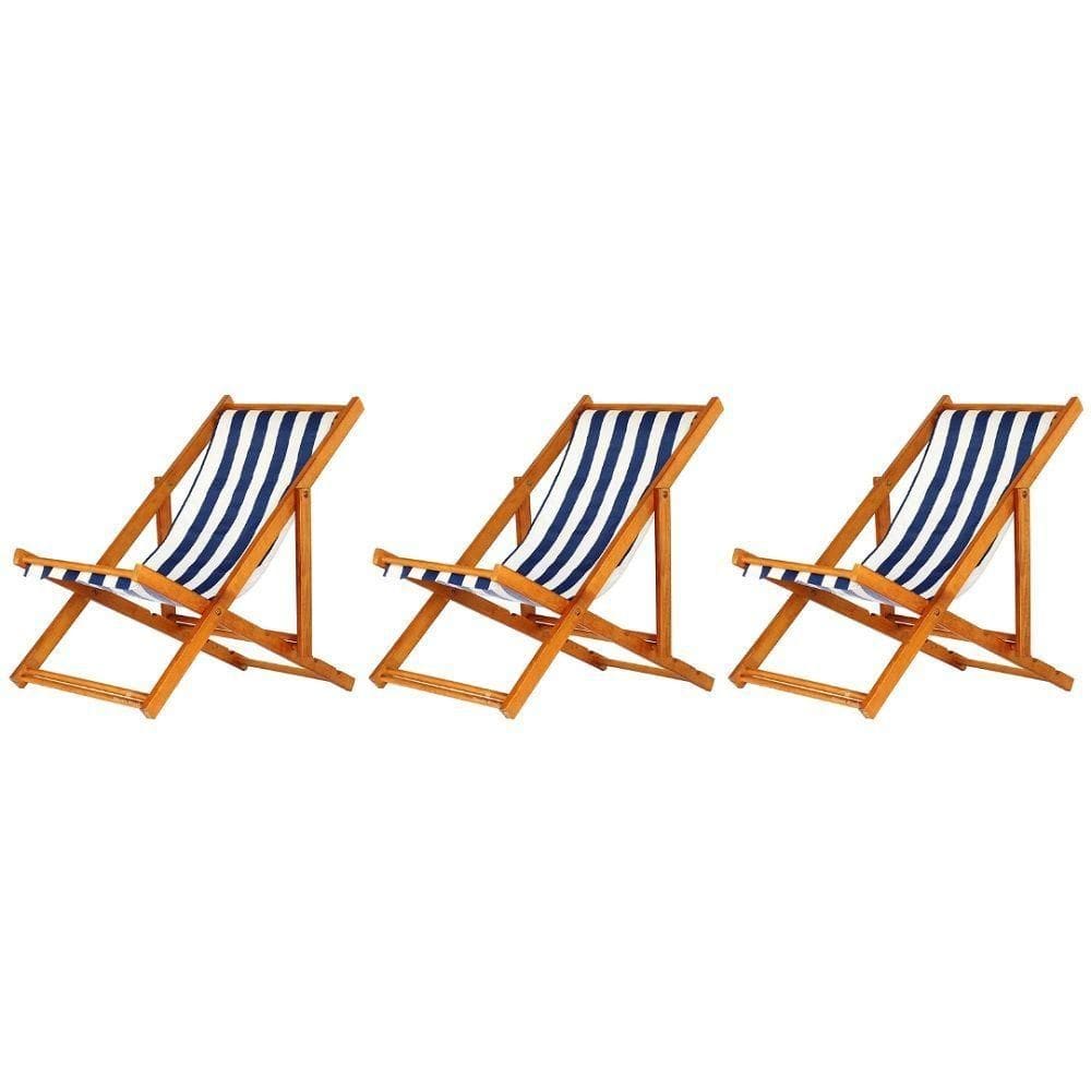 Kit 3 Espreguiçadeira Preguiçosa Dobrável Mel Sb-list Azul-branco