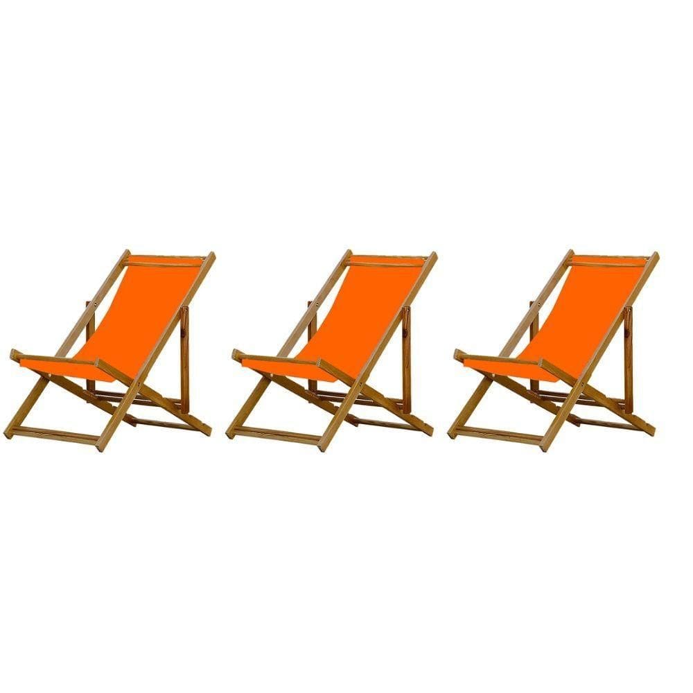 Kit 3 Espreguiçadeira Preguiçosa Dobrável Mel Sb-laranja