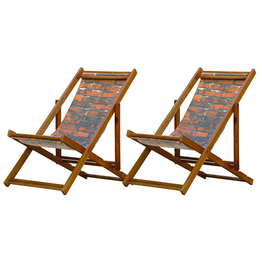 Kit 2 Espreguiçadeira Preguiçosa Dobrável Mel Sb-tijolo