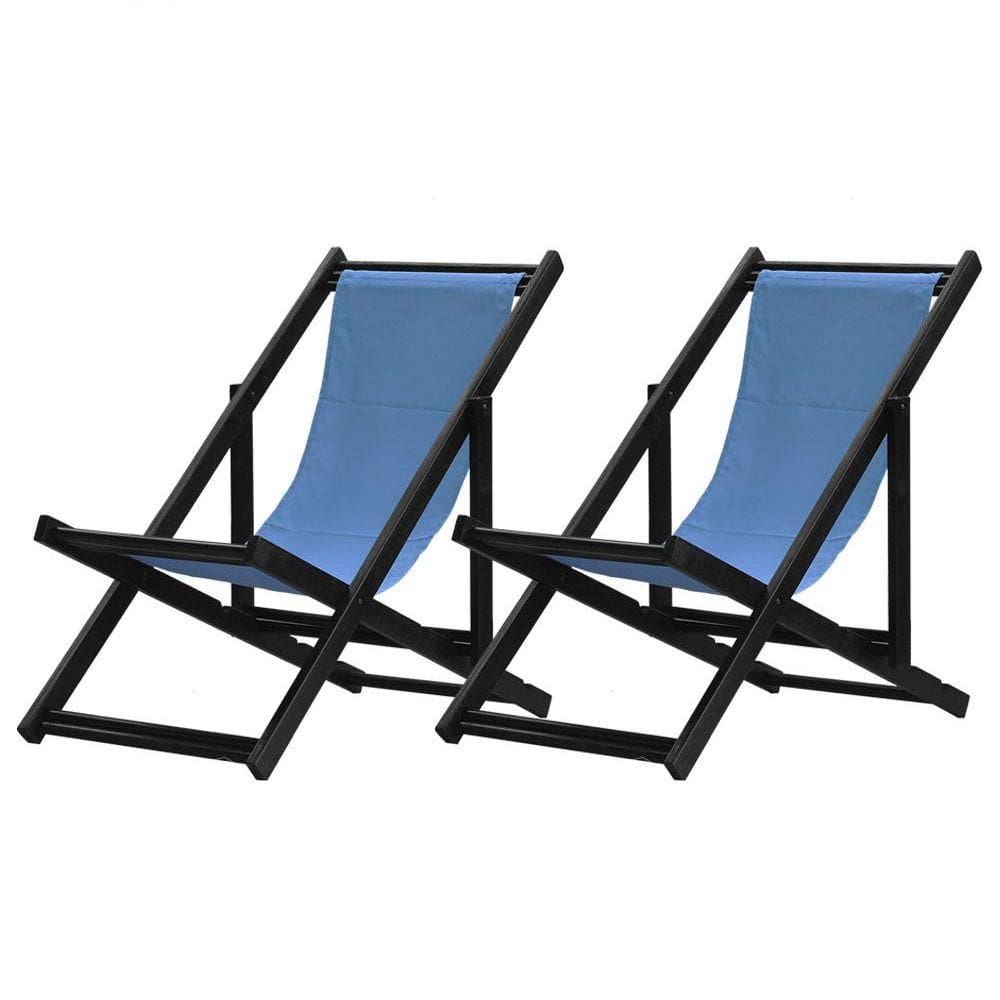 Kit 2 Espreguiçadeiras Dobrável Black Sb-azul