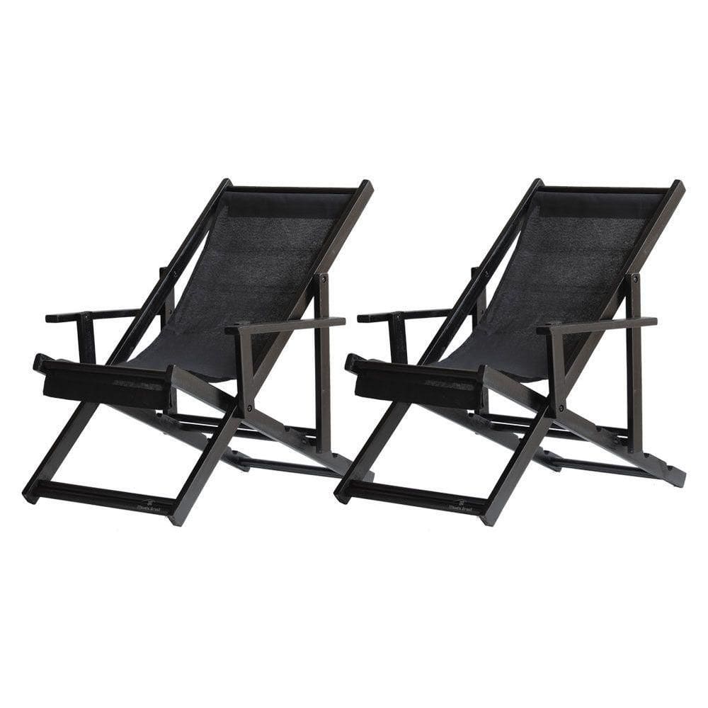 Kit 2 Espreguiçadeiras Dobrável Black Cb-preto
