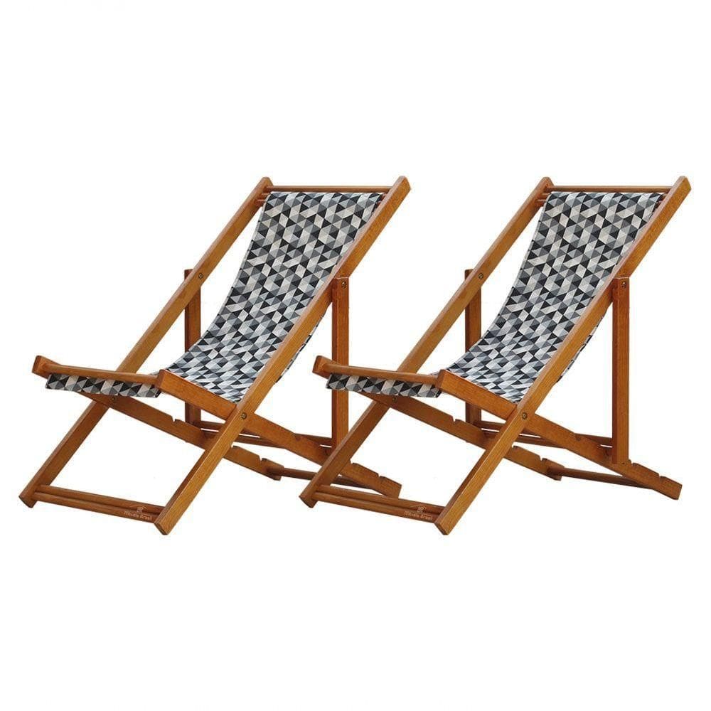 Kit 2 Espreguiçadeira Preguiçosa Dobrável Mel Sb-triang Preto