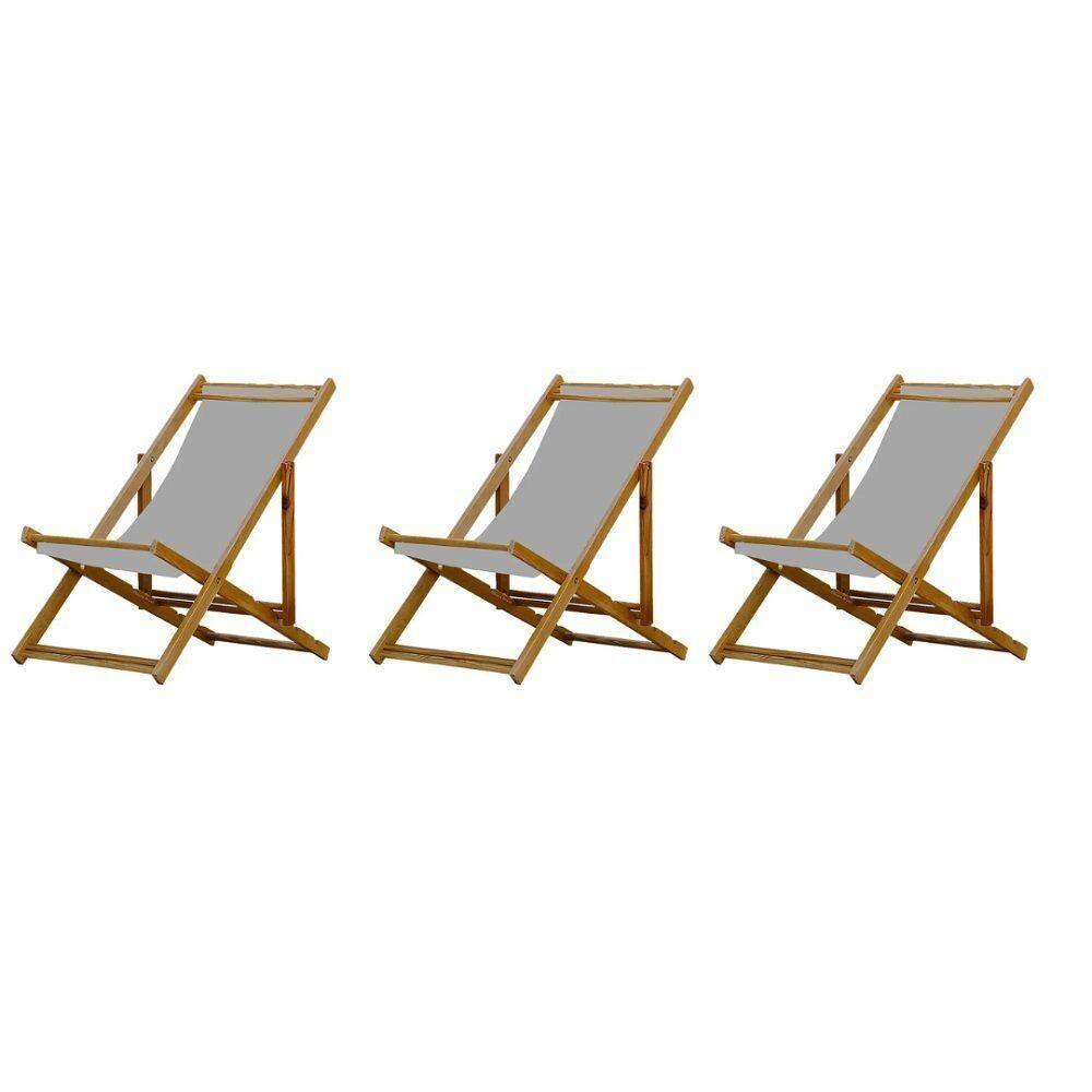 Kit 3 Espreguiçadeira Preguiçosa Dobrável Mel Sb-cinza