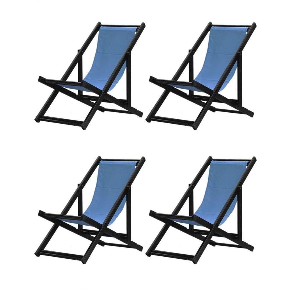 Kit 4 Espreguiçadeiras Dobrável Black Sb-azul