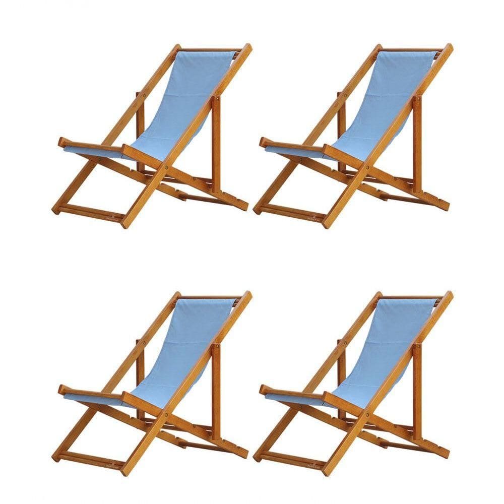 Kit 4 Espreguiçadeira Preguiçosa Dobrável Mel Sb-azul
