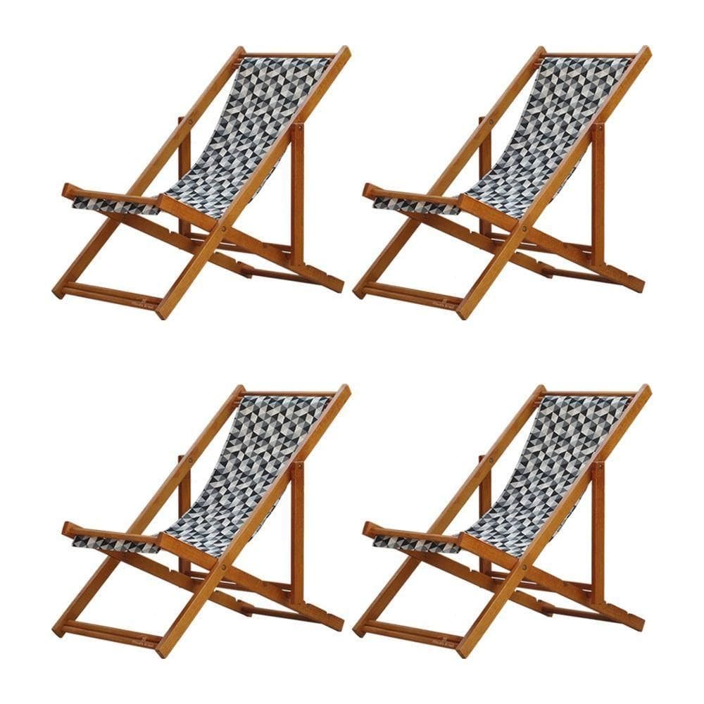 Kit 4 Espreguiçadeira Preguiçosa Dobrável Mel Sb-triang Preto
