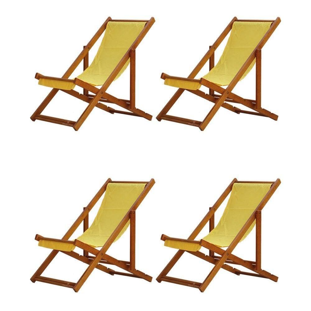 Kit 4 Espreguiçadeira Preguiçosa Dobrável Mel Sb-amarelo