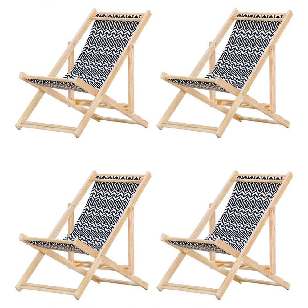 Kit 4 Cadeira Espreguiçadeira Dobrável S-b-retro