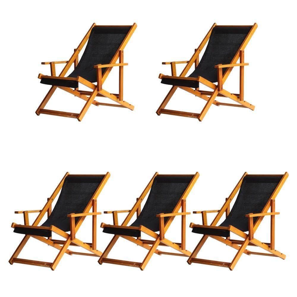 Kit 5 Espreguiçadeira Preguiçosa Dobrável Mel Cb-preto