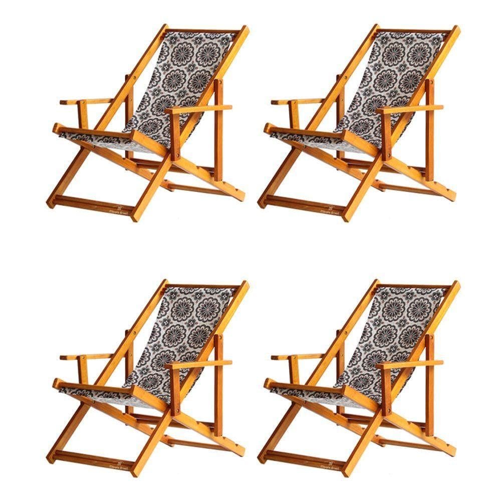 Kit 4 Espreguiçadeira Preguiçosa Dobrável Mel Cb-mandala