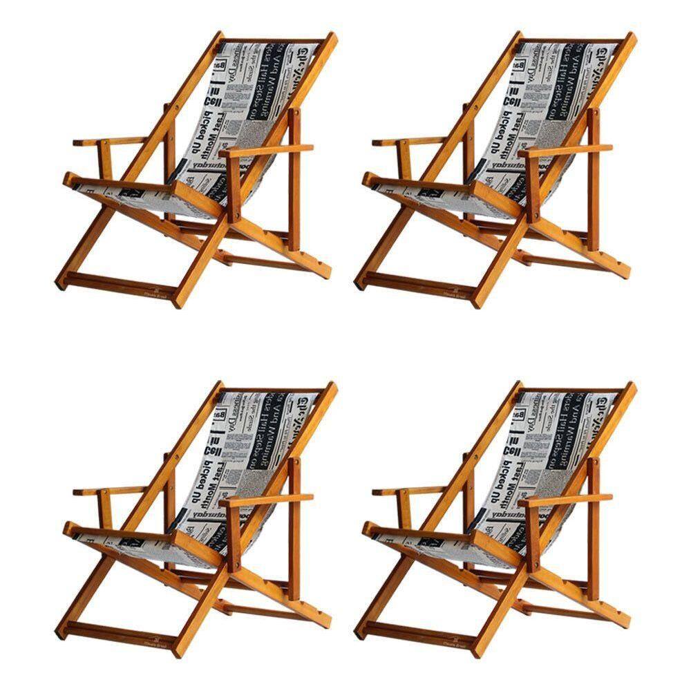 Kit 4 Espreguiçadeira Preguiçosa Dobrável Mel Cb-jornal