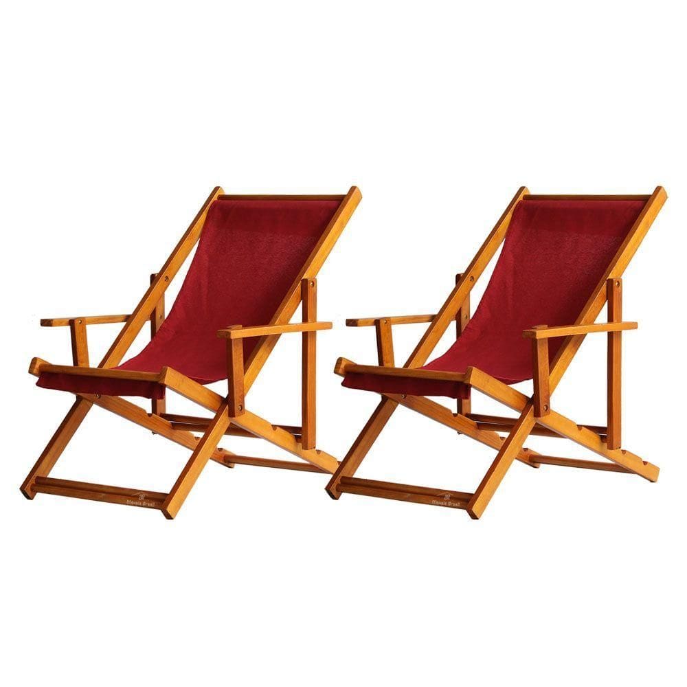 Kit 2 Espreguiçadeira Preguiçosa Dobrável Mel Cb-vermelho