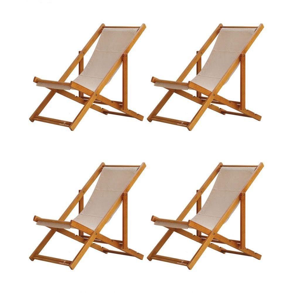 Kit 4 Espreguiçadeira Preguiçosa Dobrável Mel Sb-bege