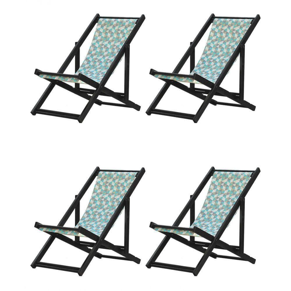 Kit 4 Espreguiçadeiras Dobrável Black Sb-triang Azul