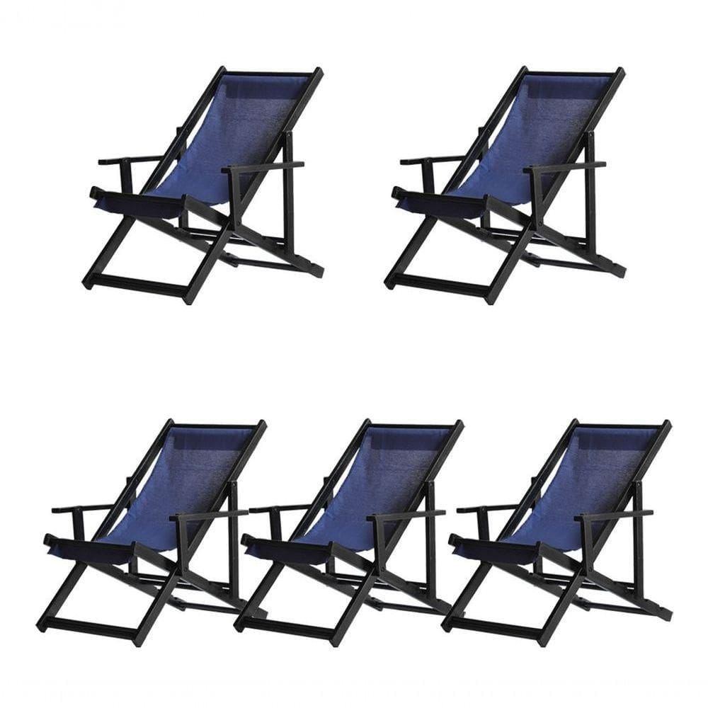 Kit 5 Espreguiçadeiras Dobrável Black Cb-azul Escuro