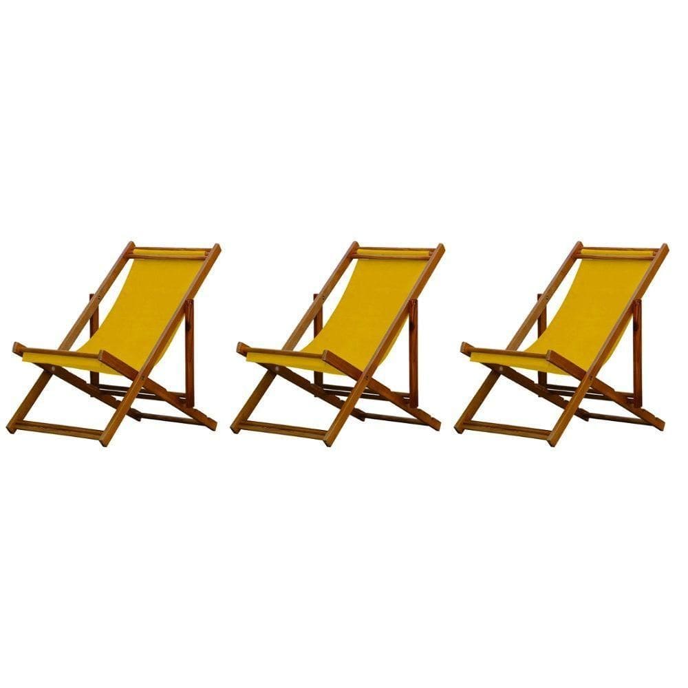 Kit 3 Espreguiçadeira Preguiçosa Dobrável Mel Sb-amarelo