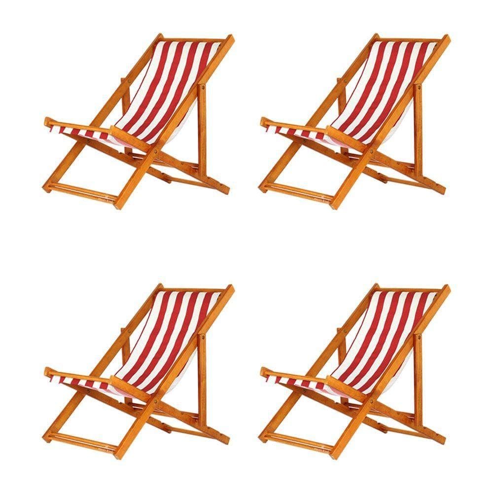 Kit 4 Espreguiçadeira Preguiçosa Dobrável Mel Sb-l Vermelho-branco