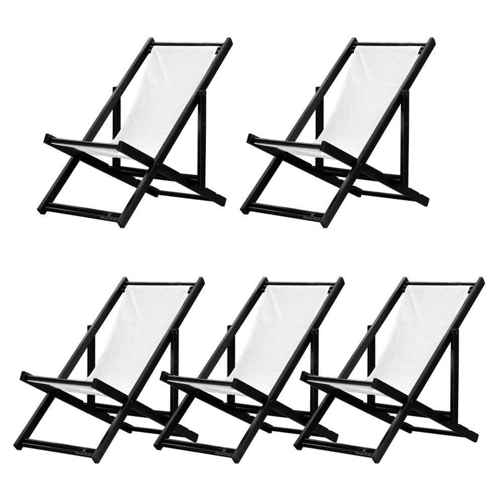 Kit 5 Espreguiçadeiras Dobrável Black Sb-branco