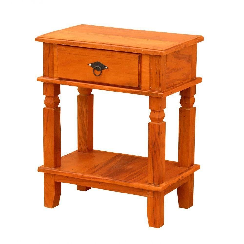 Mesa Cabeceira 55x35cm 1 Gaveta Madeira De Maciça Natural