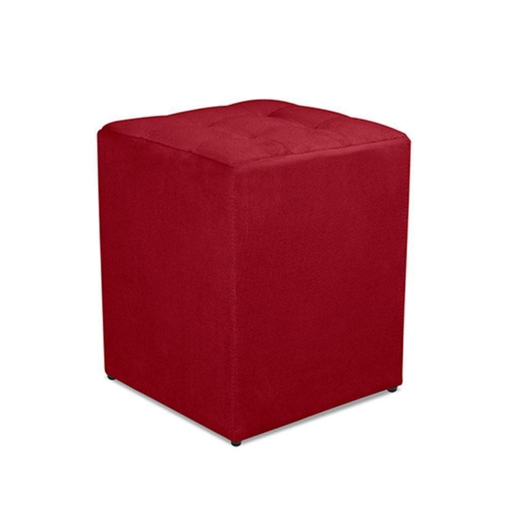 Puff Quadrado Decorativo Suede Vermelho