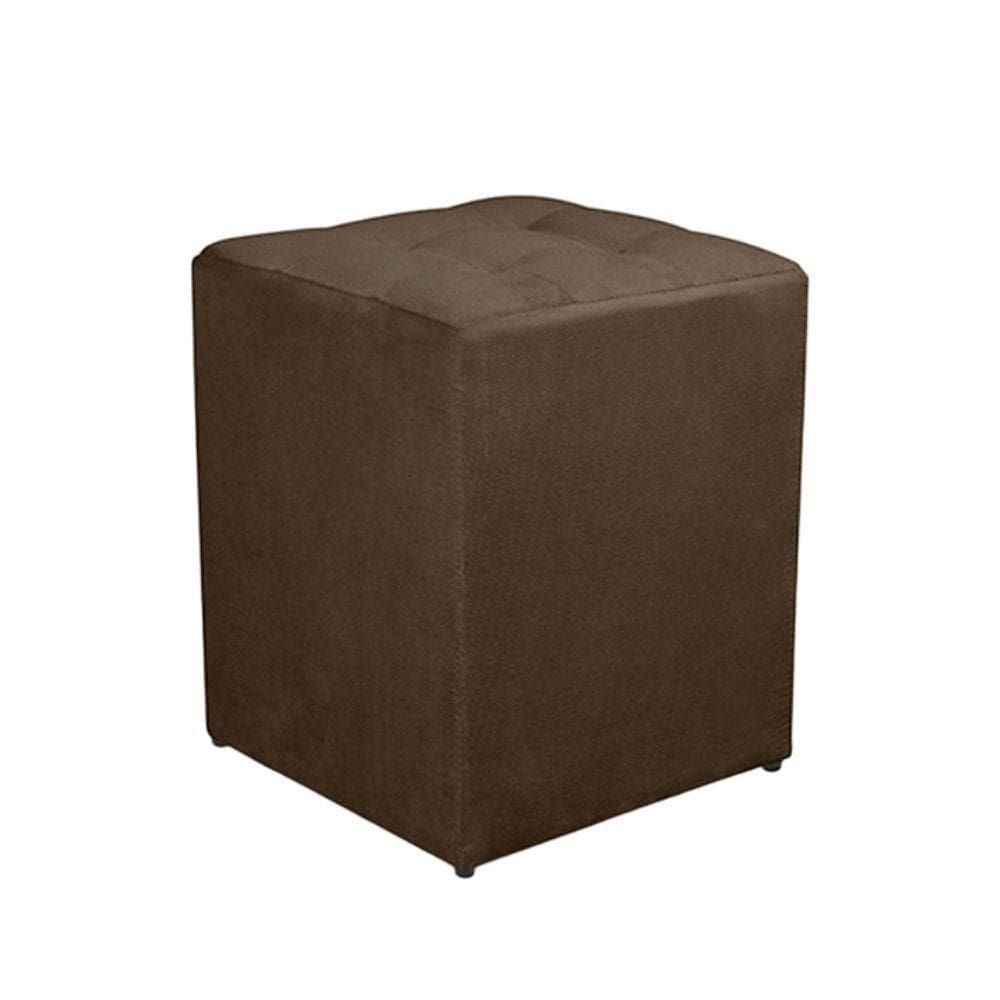 Puff Quadrado Decorativo Suede Marrom