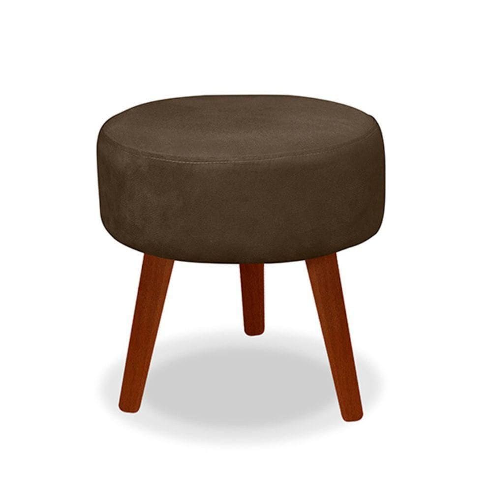Puff Redondo Decorativo Danny Marrom Pés Palito
