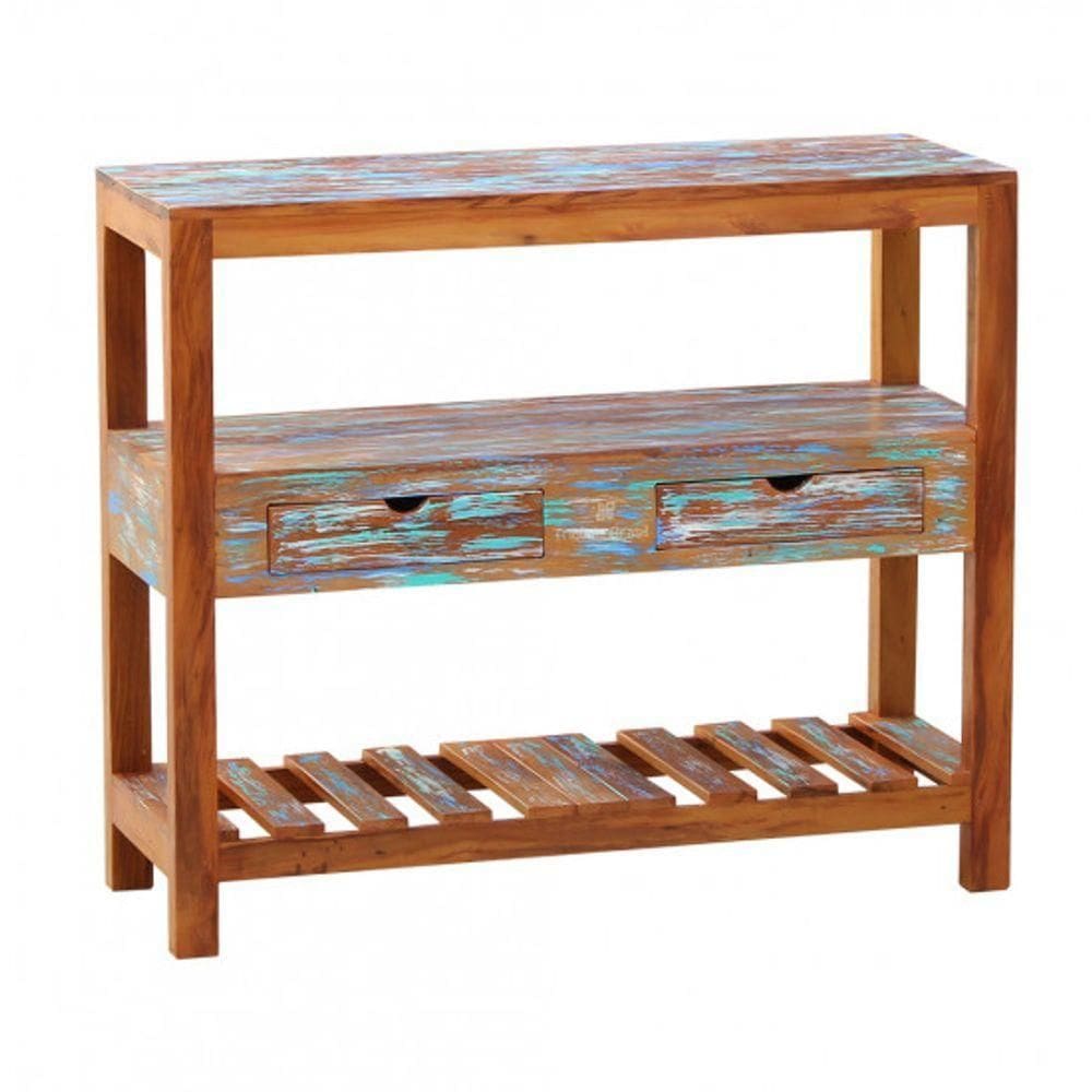 Aparador Ilha 1m 2 Gavetas Madeira Maciça Pátina