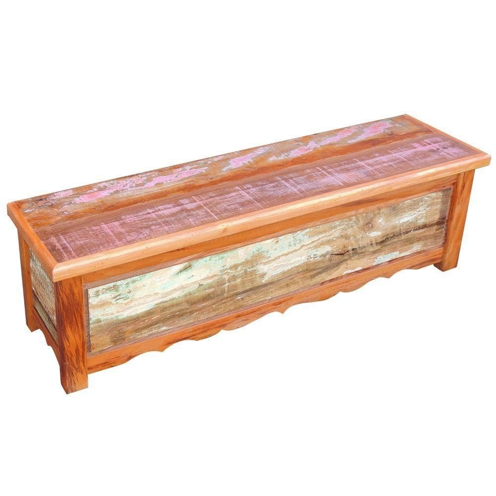 Baú Banco 2 M Madeira Maciça Com Pátina