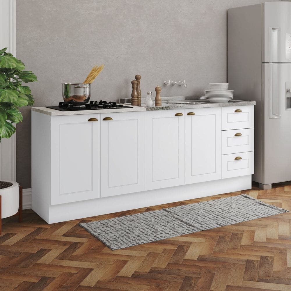Cozinha Compacta 2 Peças 100% Mdf Com Tampo Para Cooktop
