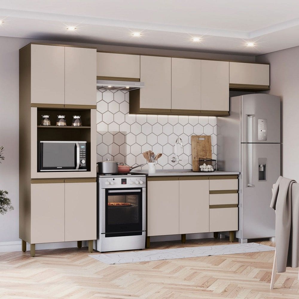 Cozinha Completa Connect 12 Portas 2 Gavetas 100% Mdf Duna/Cristal - Henn